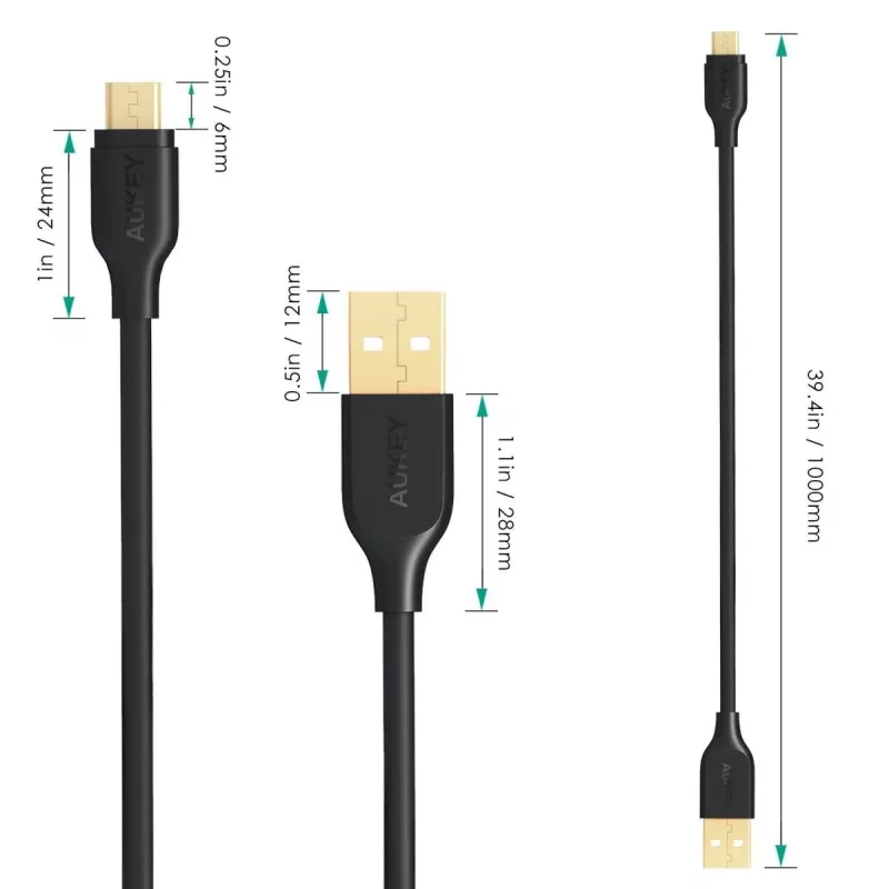 CB-MD1 Juodas greitasis laidas Quick Charge micro USB-USB | 1m | 5A | 480 Mbps