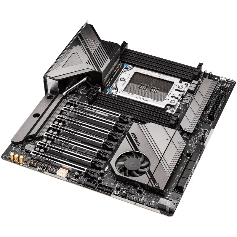 Pagrindinė plokštė ASRock WRX80 CREATOR R2.0 — AMD WRX80, lizdas sWRX8, E-ATX, 8× DIMM DDR4, iki 2 TB, Wi‑Fi 6E, 10Gb LAN, 7.1 garsas