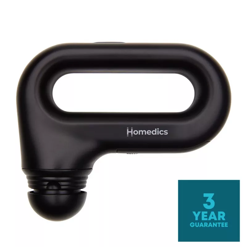 Nešiojamasis vibracinis masažuoklis-pistoletas HoMedics HHP-120BK — kompaktiškas įkraunamas perkusinis masažuoklis