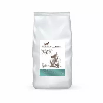 Sausas šunų ėdalas Natural Trail Premium Insects 10 kg — hipoalerginis ėdalas su vabzdžių baltymais, 25 % baltymų, 11,3 % riebalų