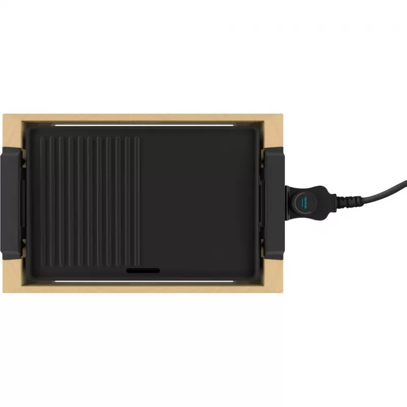 Elektrinė kepsninė CECOTEC Tasty&Grill 2000 Bamboo Juoda — modelis 3058, kompaktiška stalviršinė kepsninė