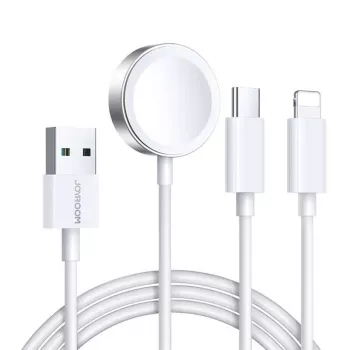Magnetinis įkroviklis Joyroom S-IW008 Lightning USB-C 5V 1.2m baltas laidas
