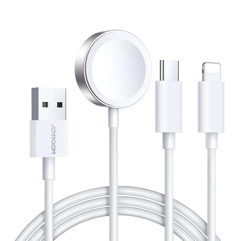 Magnetinis įkroviklis Joyroom S-IW008 Lightning USB-C 5V 1.2m baltas laidas