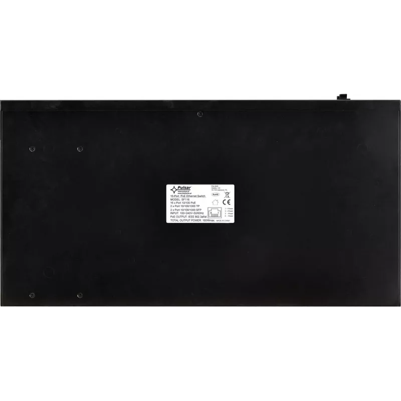 PULSAR SF116 tinklo komutatorius valdomas Fast Ethernet (10/100) Maitinimas per Ethernet (PoE) 1U juodas