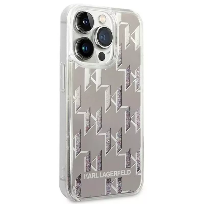 Karl Lagerfeld KLHCP14XLMNMS iPhone 14 Pro Max 6.7 kietas dėklas sidabrinis / sidabrinis Liquid Glitter Monogram