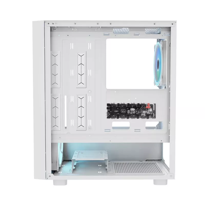 PC korpusas MODECOM BREEZE ARGB Flow MIDI juodas — ATX, 3x140mm priekyje + 1x140mm gale, grūdintas stiklas, USB-C
