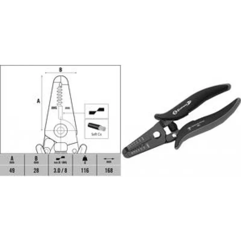 Laidų nuėmiklis c.k tools T3895 ESD 0,8–2,6 mm laidininkams