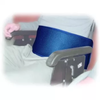 Neįgaliojo vežimėlio stabilizavimo diržas Aston Secuback 681020 — pilvo priedas, tekstilinis, reguliuojamas 150 cm, plotis 20 cm, mėlynas