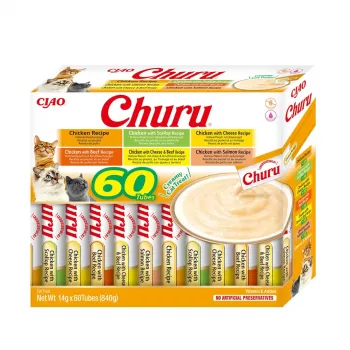Kačių skanėstas Inaba Foods Churu Varieties — vištiena, 60 x 14 g tūbelės