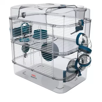 Narvas ZOLUX Rody3 DUO Blue — dviejų aukštų graužikų narvas, plastikas ir metalas, 410×270×405 mm, 3 kg