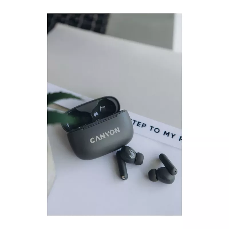 CNS-TWS10BK „Canyon“ belaidės ausinės True Wireless Stereo (TWS) į ausis, skirtos skambučiams/muzikai/sportui/kasdieniam naudojimui, USB Type-C, Bluetooth, juodos (CNS-TWS10BK)