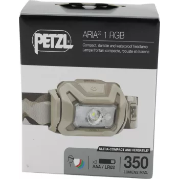 Priekinis žibintas Petzl ARIA® 1 RGB camo — Petzl E069BB01, įkraunamas kompaktiškas priekinis žibintas su RGB apšvietimu