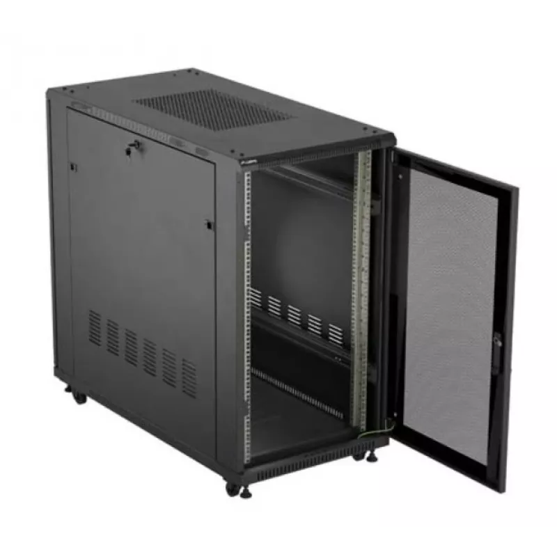19 colių stovo spinta LANBERG FF01-6222-23B 22U 600x1200 mm juoda, perforuotos durys