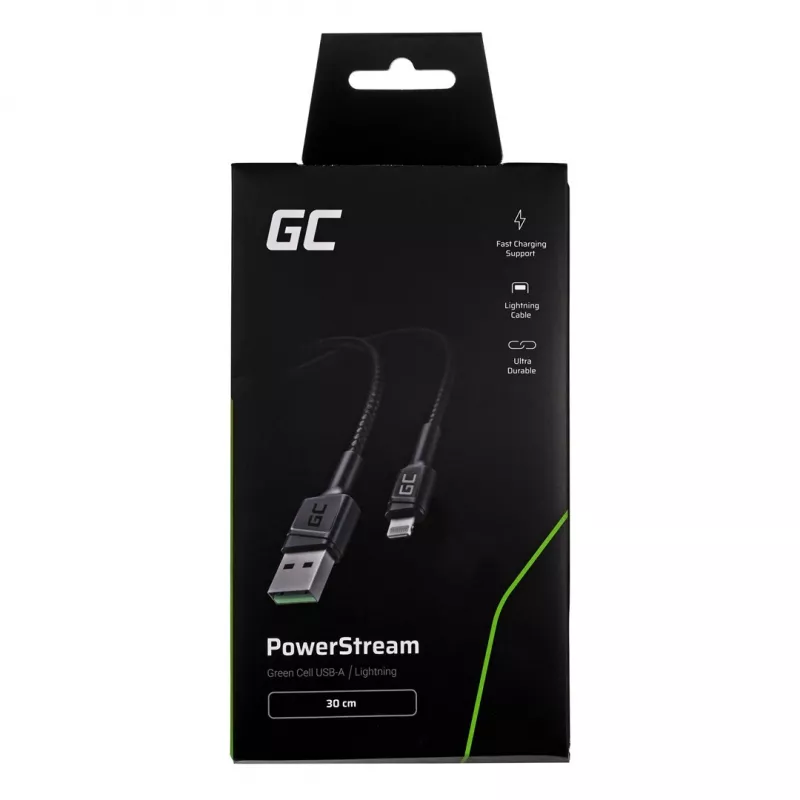 Green Cell KABGC24 „Lightning“ kabelis 0.3 m Juodas