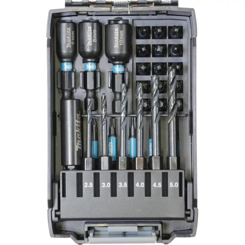 Grąžtų rinkinys Makita E-22866 — 31 vnt., įvairių dydžių medžiui, metalui, mūrui