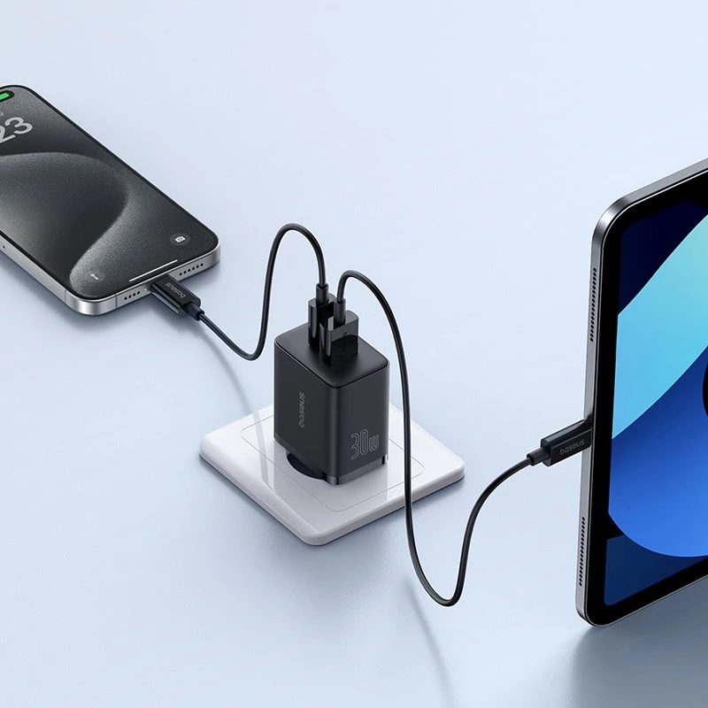 Baseus P10111404113-00 Cube USB-C / USB-A 30W tinklo įkroviklis, juodas