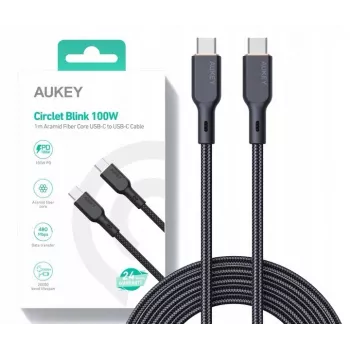 AUKEY CB-KCC101 Nailoninis USB C - USB C kabelis, 1 m