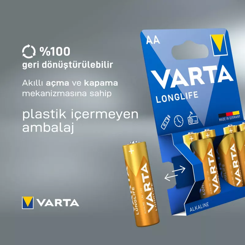 Varta Longlife Extra - Baterija 4 x AA-Tipo šarminė (04106101414)