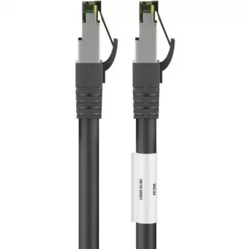 Goobay CAT 8.1 komutacinis kabelis, S/FTP (PiMF), juodas, 2 m - LSZH be halogenų, varis AWG 24 (66722)