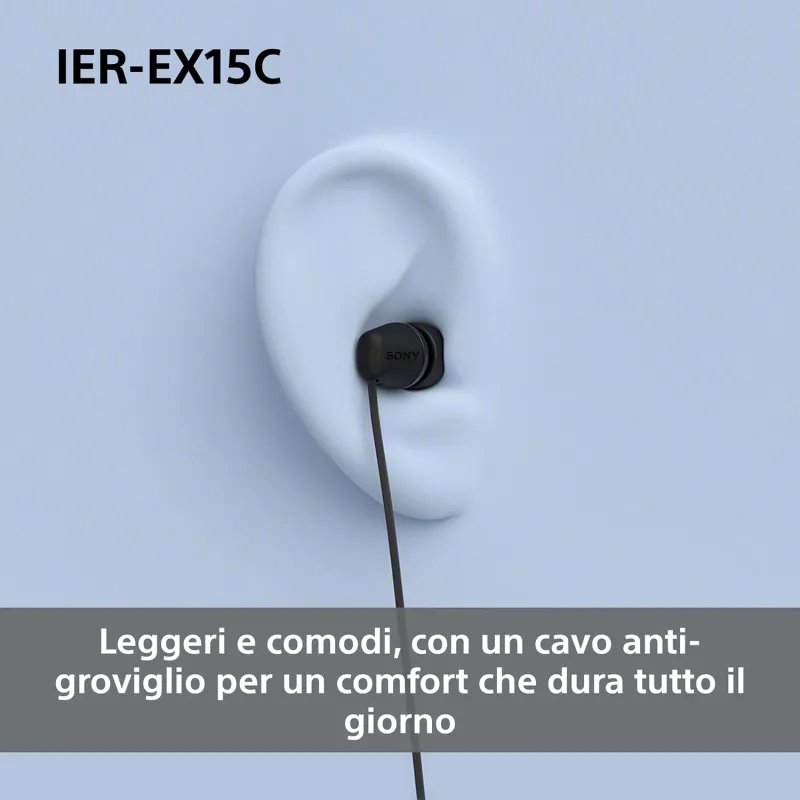 Sony IER-EX15C ausinės su mikrofonu, laidinės, įkūrinės, skambučiams ir muzikai, USB-C, juodos