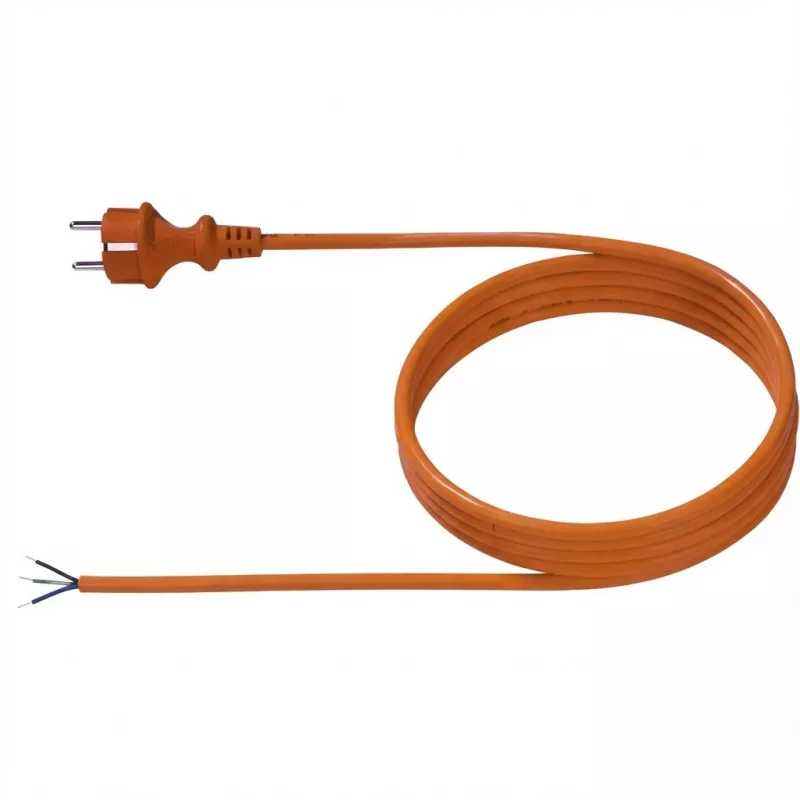 Bachmann - maitinimo laidas - CEE 7/7 (S) į be kištuko, 30 mm nuluptas 16 A - 5,0 m - formuotas - oranžinis (328.876)