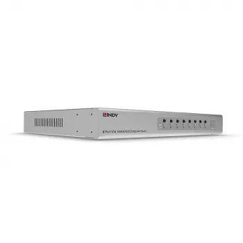 Lindy 8 prievadų VGA ir USB kombinuotas KVM jungiklis, 2048 x 1538 pikseliai, Full HD, montavimas į stovą, 1U, sidabrinis