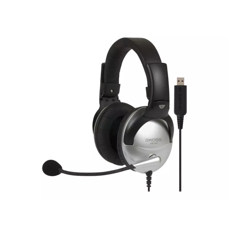 Koss SB45 USB ausinės su laidu, lankeliu, biurui/skambučių centrui, juodos, sidabrinės