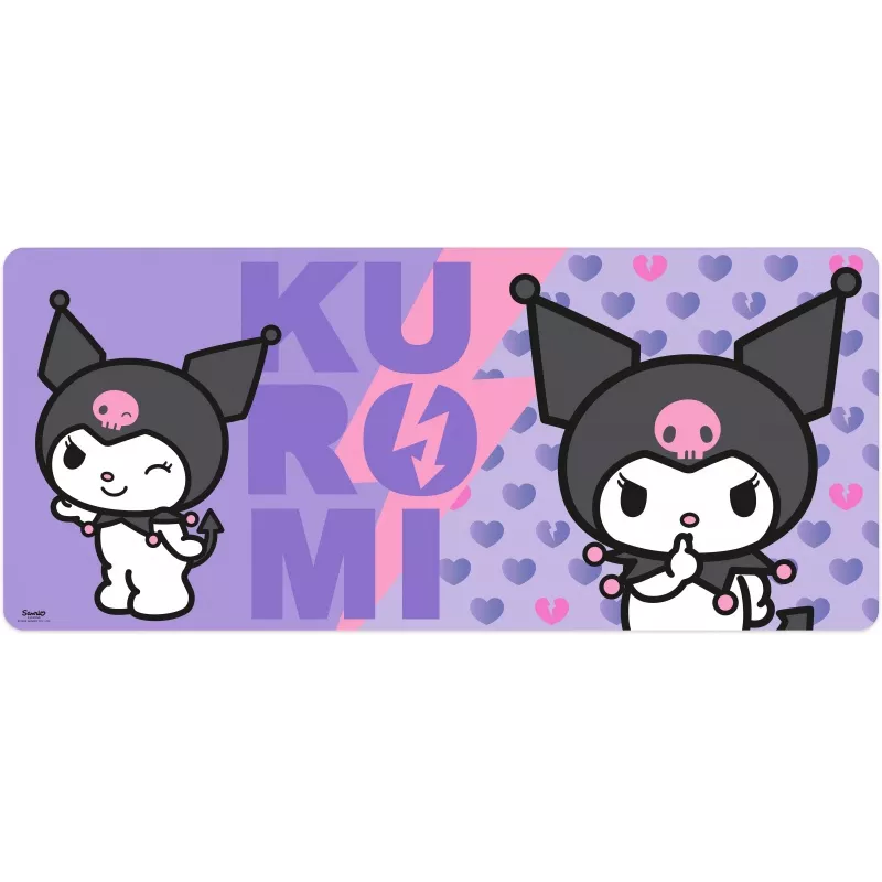 Pelės kilimėlis Kids Euroswan 80x30 cm Hello Kitty Kuromi, didelis stačiakampis žaidimų/stalo kilimėlis