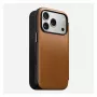 „Folio“ telefono dėklas „Nomad Modern Leather Folio“, skirtas „iPhone 17 Pro“, oda + aliuminis, 6,3 colio (16 cm), rusvai ruda, 3 kortelių kišenės