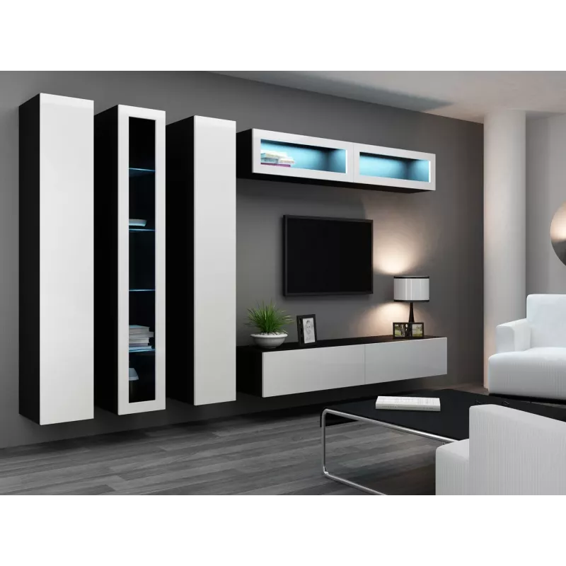 Cama uždara Spintelė VIGO '180' 180/40/30 baltas/juodas blizgus