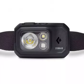 Žibintuvėlis su galvos apyranke Juoda Diamond Storm 500-R — 500 lm, IP67, 2400 mAh USB įkraunamas, 120 m nuotolis
