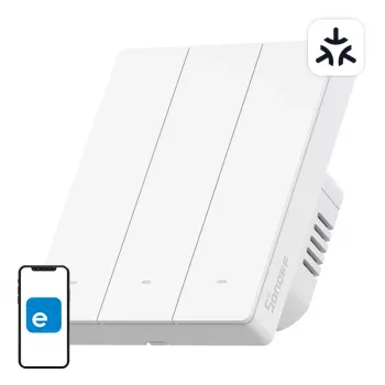 „WiFi“ išmanusis sieninis jungiklis „Sonoff M5-3C-80W“ 3 kanalų, skirtas rėmui