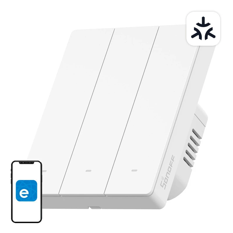 „WiFi“ išmanusis sieninis jungiklis „Sonoff M5-3C-80W“ 3 kanalų, skirtas rėmui