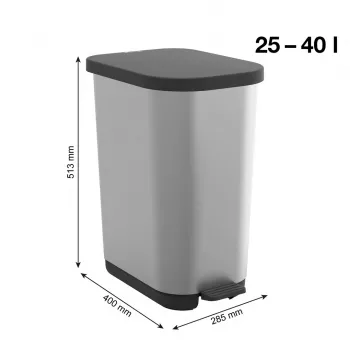 ROTHO Ribo Sidabrinė - pedal bin – 35l