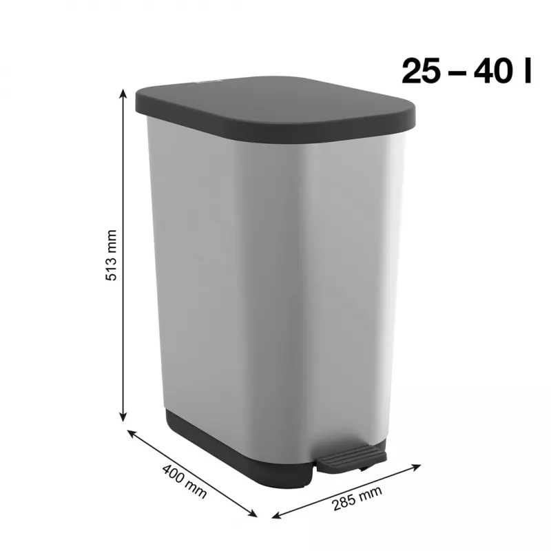 ROTHO Ribo Sidabrinė - pedal bin – 35l