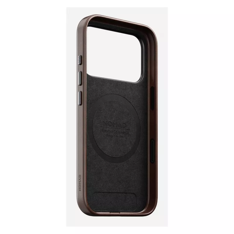 Mobiliojo telefono dėklas Nomad Traditional Leather Case, skirtas iPhone 17 Pro, odinis mikropluoštas, tinka 6,3 colio (16 cm), ruda