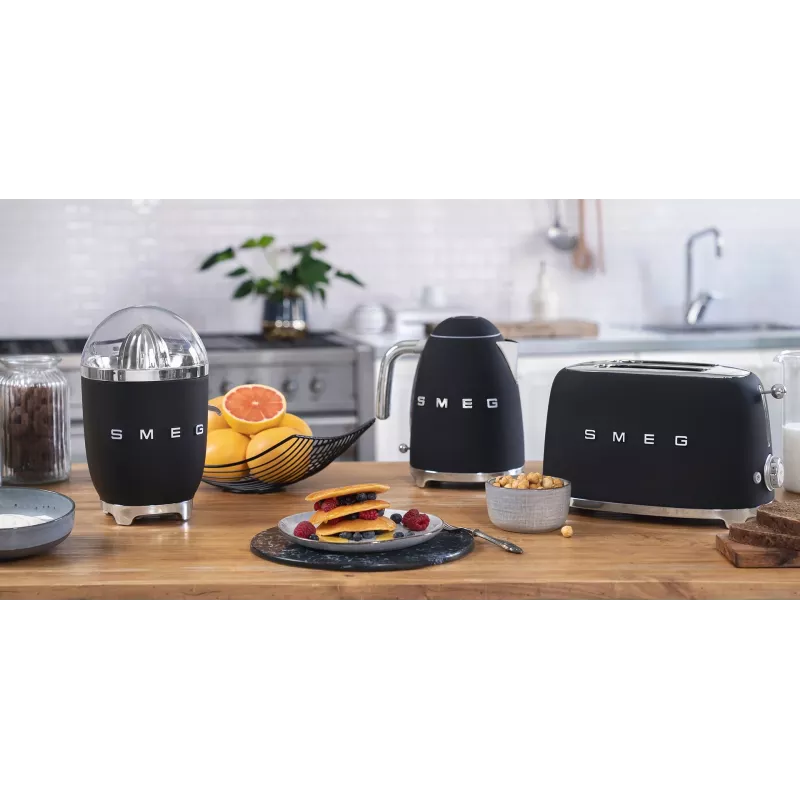 Smeg 50's Style TSF01BLMEU skrudintuvas, 2 riekėms, juodas, nerūdijantis plienas
