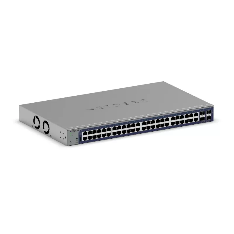 Valdomas Gigabit Ethernet komutatorius Netgear GS752TX, 48x RJ-45 10/100/1000, 10G palaikymas, 1U stovas, pilkas