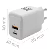 GaN įkroviklis QOLTEC 51823 20W USB maitinimo adapteris, 5V/20V išvestis