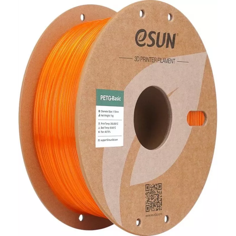 PETG 1,75 mm PUSIAU SKAIDRUS ORANŽINIS 1 kg ESUN 3D SIŪLAS (PETG-Basic175T-O1P1)