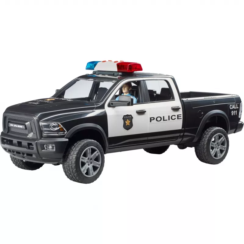 Žaislinis policijos pikapas BRUDER RAM 2500 Police 02505 – mastelio modelis, žaidimų transporto priemonė