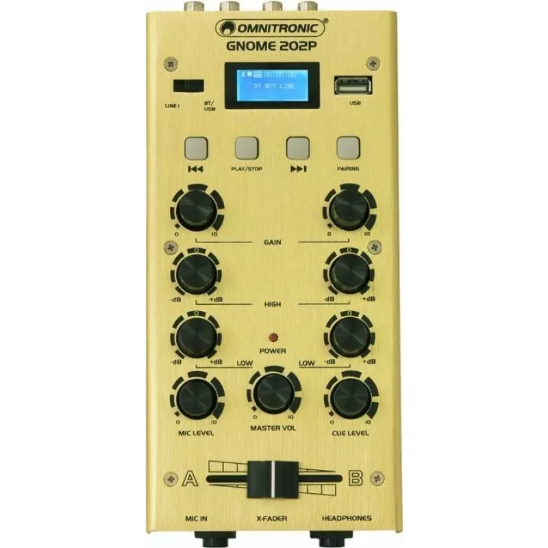 Mini audio maišytuvas Omnitronic GNOME-202P, 2 kanalų, su 3 juostų ekvalaizeriu