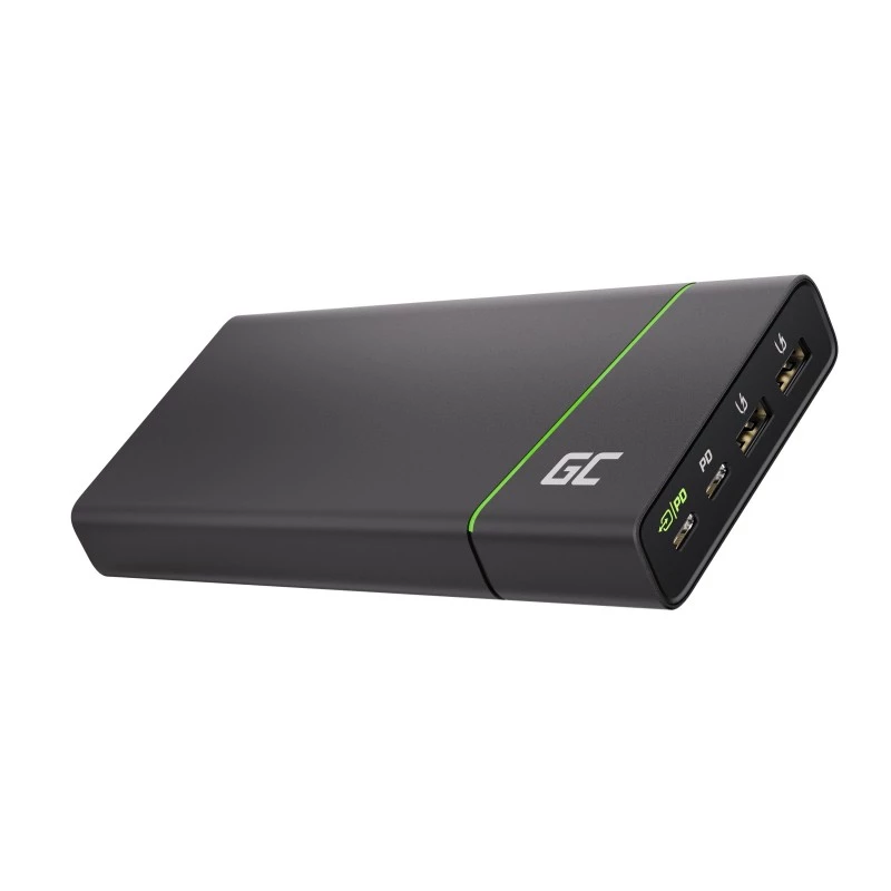 Nešiojama baterija „Green Cell PowerPlay Ultra“ 26800 mAh, 128 W išvestis, „Quick Charge 3.0“, 2× USB‑C, 2× USB‑A, grafitas
