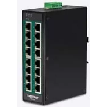 TRENDnet TI-PG160 - nevaldomas komutatorius - 16 x 10/100/1000 (PoE+) - montuojamas ant DIN bėgelio, sienos - PoE+ (240 W)