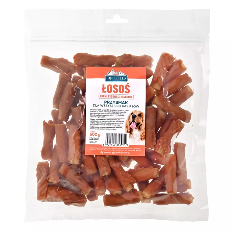 Šunų skanėstai PETITTO lašišos ryžių lazdelės 500 g