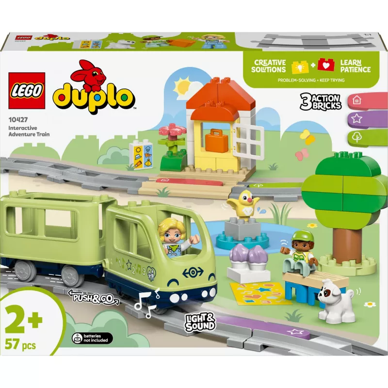 Žaislinis traukinio rinkinys LEGO DUPLO Interactive Adventure Railway 10427, 57 dalys, 2 minifigūrėlės, nuo 2 metų