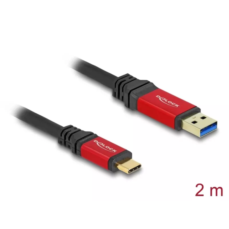 USB kabelis DeLOCK 80618 10 Gbps Type-A į Type-C 2m Raudonas Metalinis