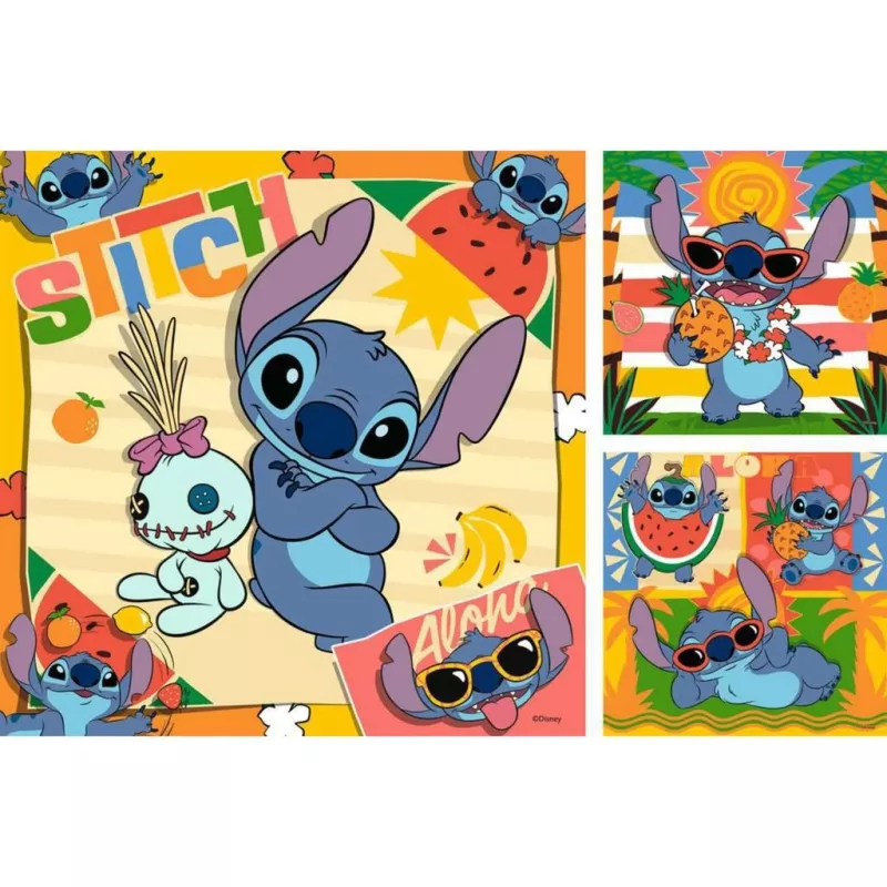 Vaikiška dėlionė Ravensburger Disney Stitch — 3 x 49 dalys, tinkama vaikams