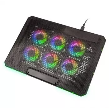 Nešiojamojo kompiuterio aušinimo padėklas Kolink KL-F500 iki 17,3 colio (43,9 cm) — 6 ventiliatoriai, 1900 aps./min., USB, juodas
