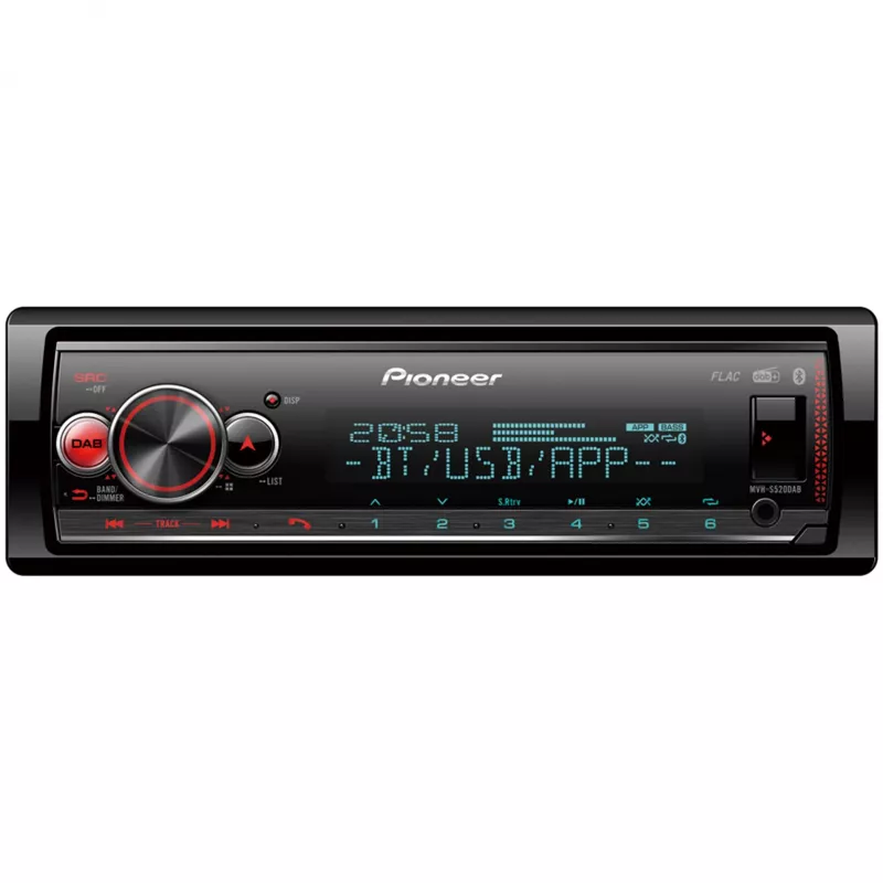Pioneer MVH-S520DAB automobilinis medijos imtuvas juodas 200 W Bluetooth (MVH-S520DAB)
